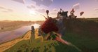 A custom red mushroom I built on my creative world