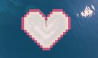 Made a heart-shaped house, it is half submerged in water. Used Cherry blossom and Crimson wood.