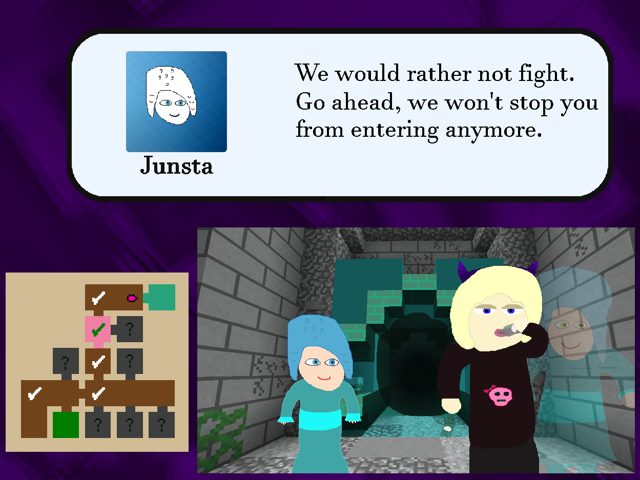 Junsta: We would rather not fight. Go ahead, we won't stop you from entering anymore.