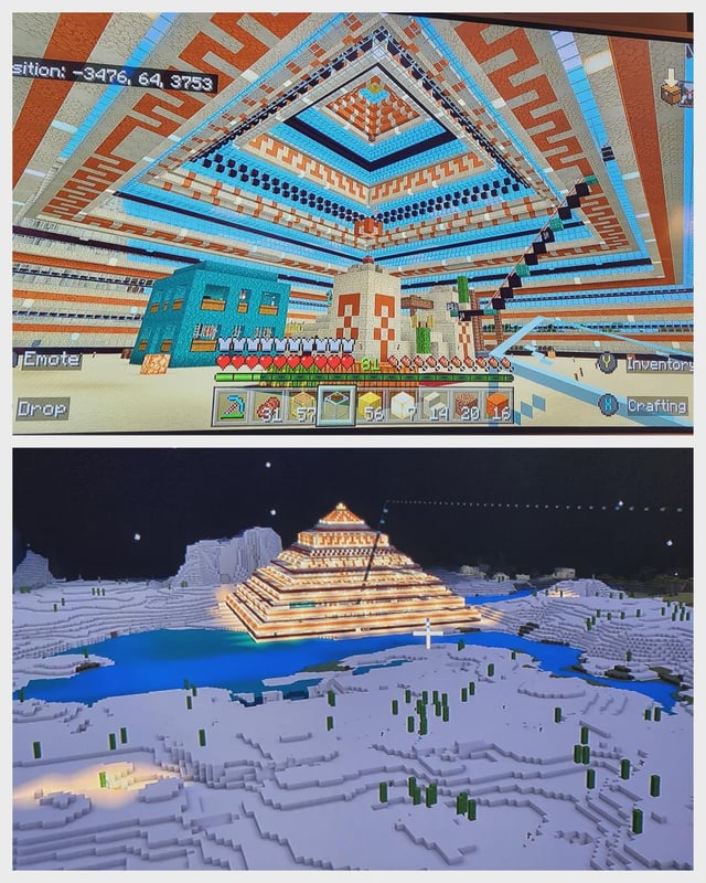 My kid asked for an epic pyramid base in the desert