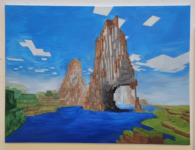 Oil painting of Minecraft screenshot (fan art)